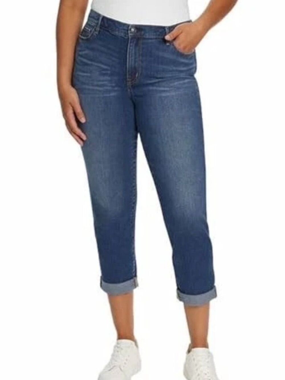 NWOT Gloria Vanderbilt Medium Wash Cuffed Boyfriend Jeans Size 6